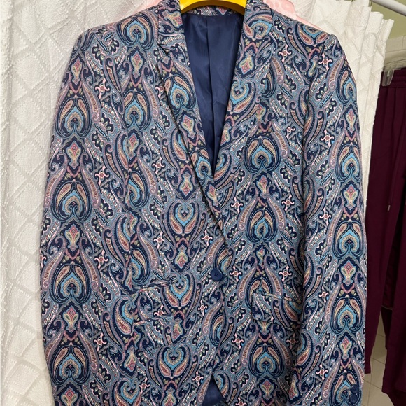Paisley Patterned Blazer - Blue and Pink